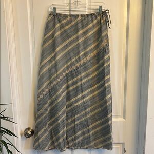 Tan and Gray Maxi Skirt with Tie Front